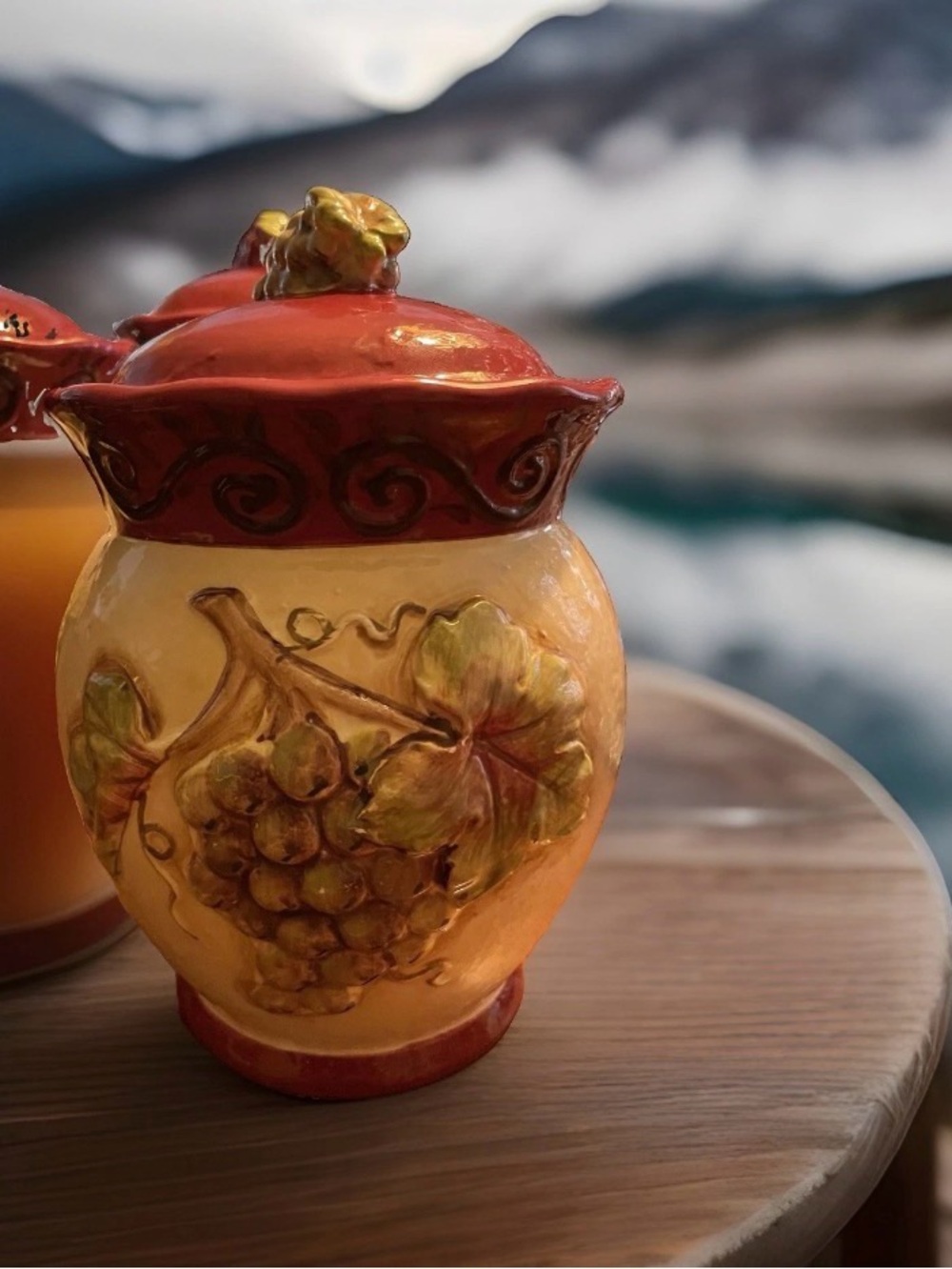 Vintage Certified International Kate M. Rastie Grapevine Canister 9”
